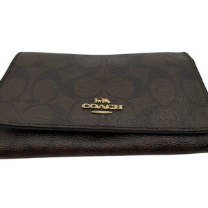 Coach Bifold Brown Signature Coated Canvas Wallet